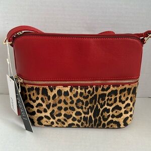 Red & Animal Print Crossbody Bag